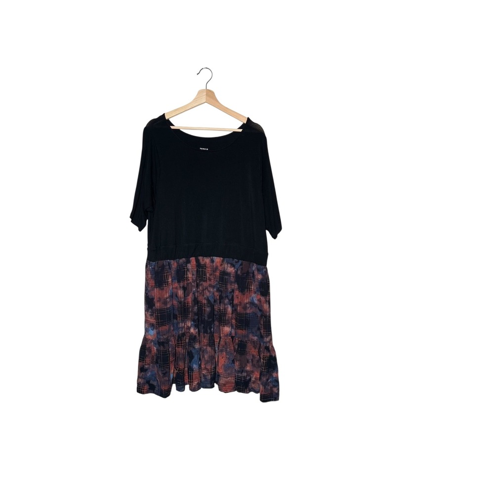 Torrid Super Soft Knit Dress Size 3‎ Black Mixed Print Midi Casual Boho - Picture 2 of 7